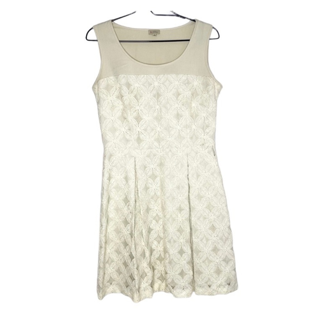 Cremieux Cream Floral Lace Sleeveless Dress 6